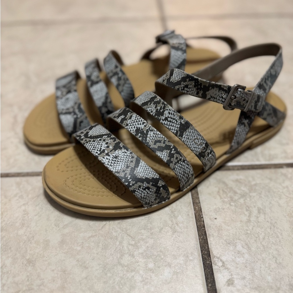 Crocs Tulum Snakeskin Print Sandals